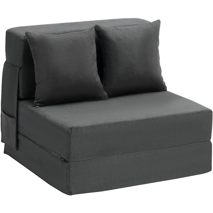 Divano letto pieghevole in memory foam con 2 cuscini grigio scuro