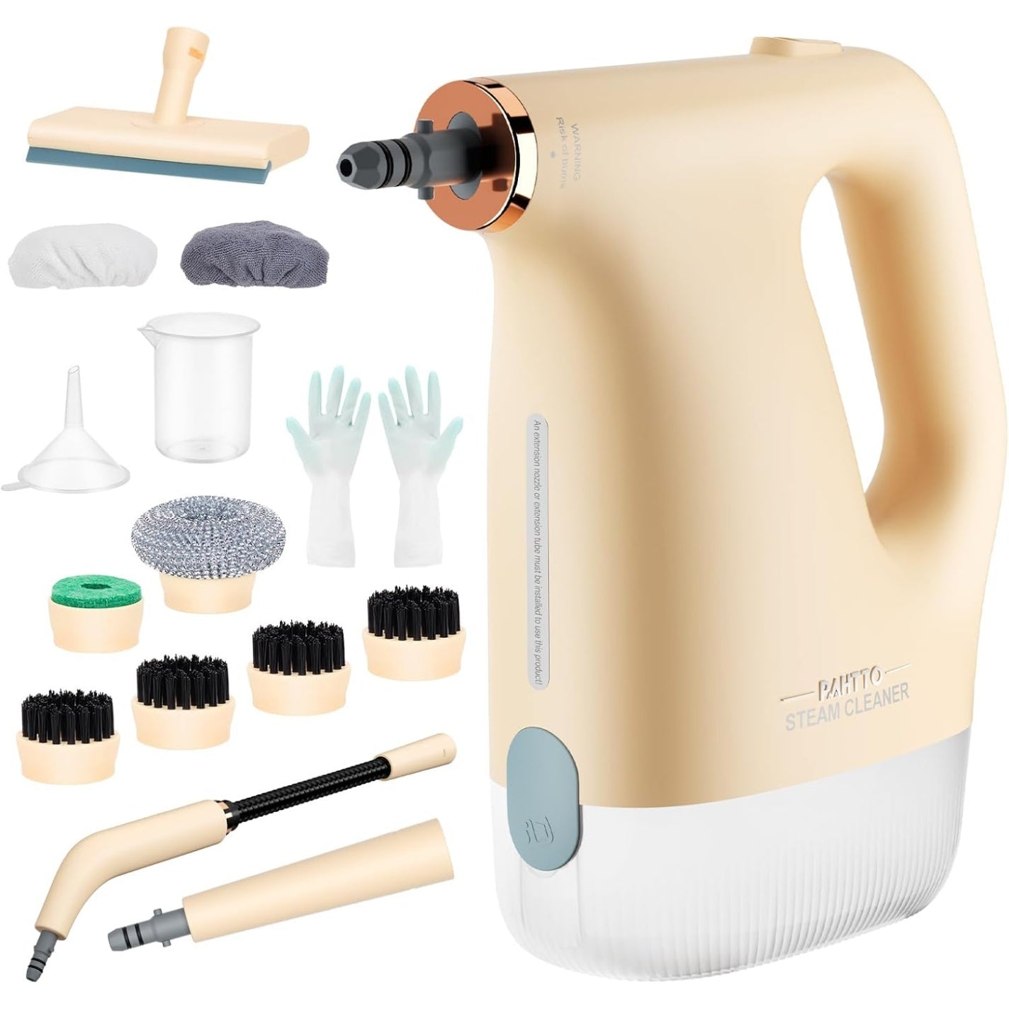 Pulitore a Vapore Manuale 1200 W con Serbatoio da 450 ml e 16 Accessori per Casa e Tappezzeria