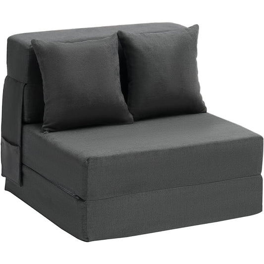 Divano letto pieghevole in memory foam con 2 cuscini grigio scuro